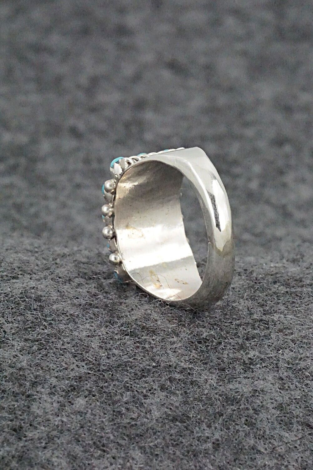 Turquoise & Sterling Silver Ring - April Haloo - Size 7