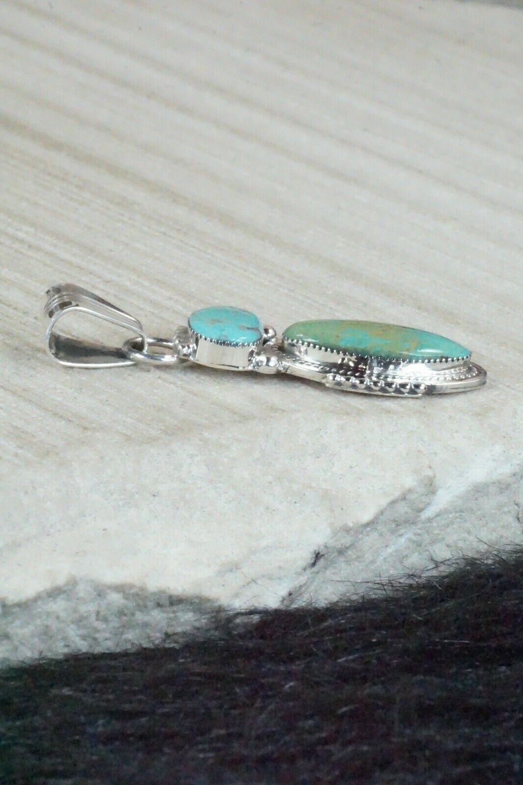 Turquoise and Sterling Silver Pendant - Bobby Platero