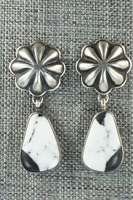 White Buffalo & Sterling Silver Earrings - Lyle Piaso