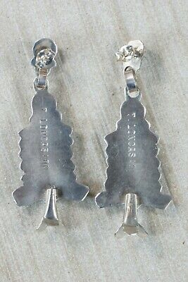 Zuni Turquoise & Sterling Silver Earrings - Terry Loncasion - High Lonesome Trading