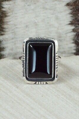 Onyx & Sterling Silver Ring - Amos Begay - Size 8