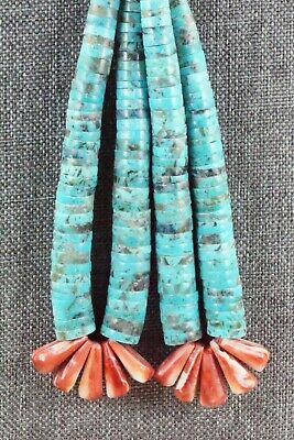 Turquoise & Spiny Oyster Necklace - Lupe Lovato