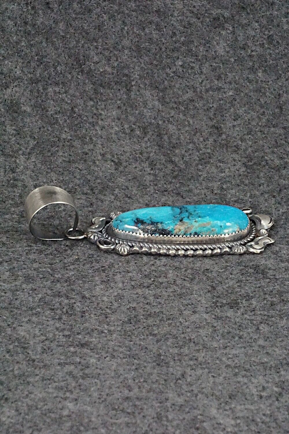 Turquoise and Sterling Silver Pendant - Leslie Nez