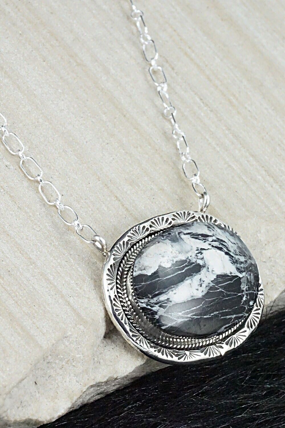 White Buffalo & Sterling Silver Necklace - Angela Ross