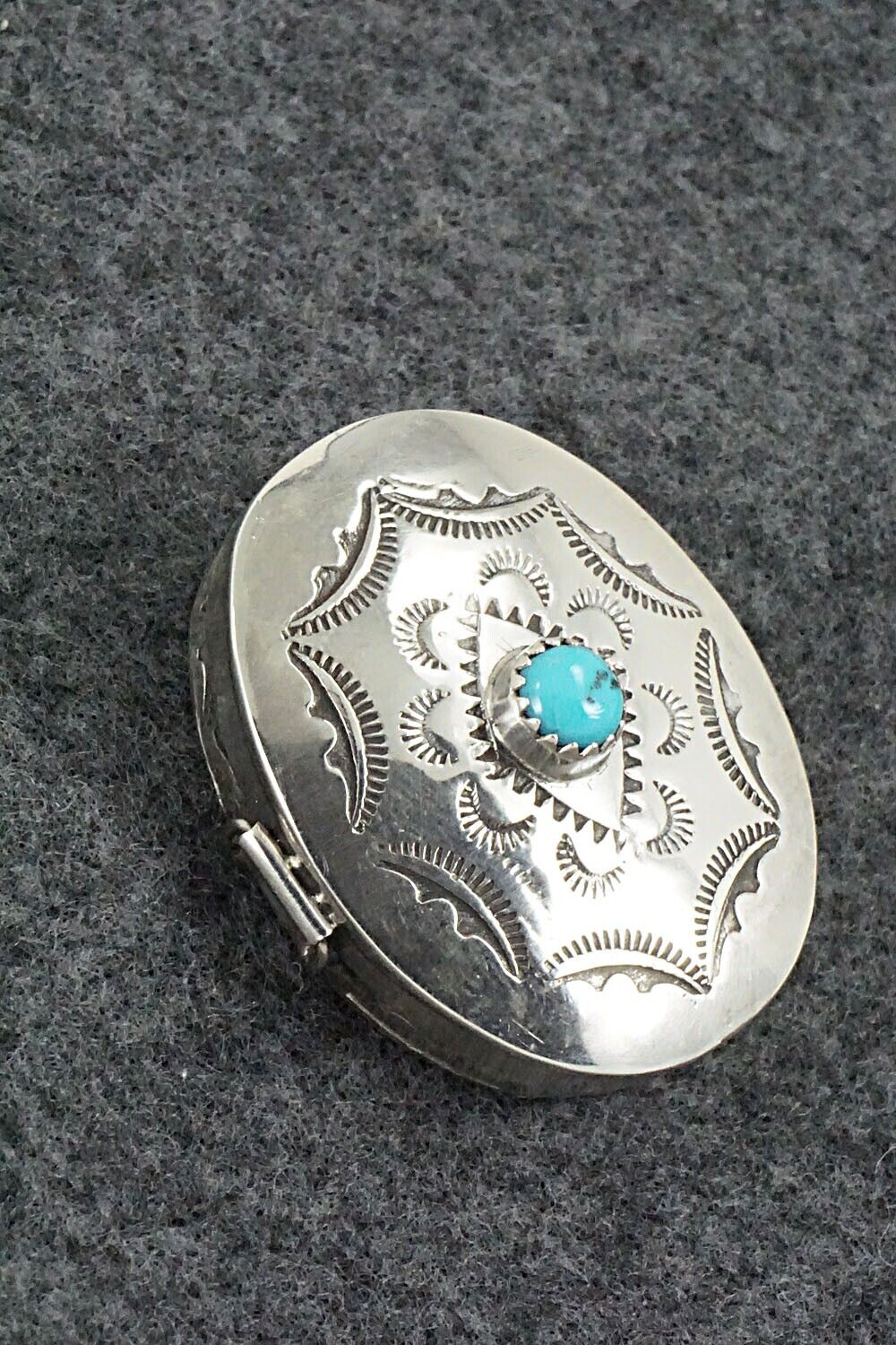 Turquoise & Sterling Silver Pill Box - Elouise Curtis