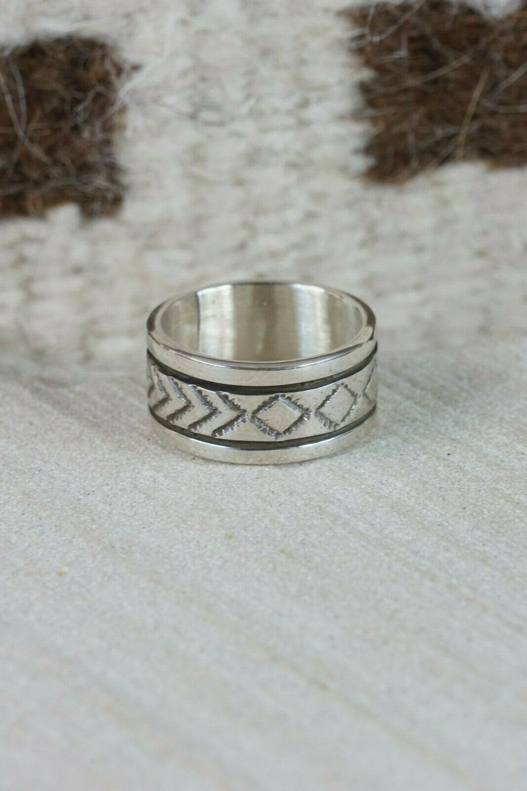 Navajo Sterling Silver Ring - Bruce Morgan - Size 7.5 - High Lonesome Trading