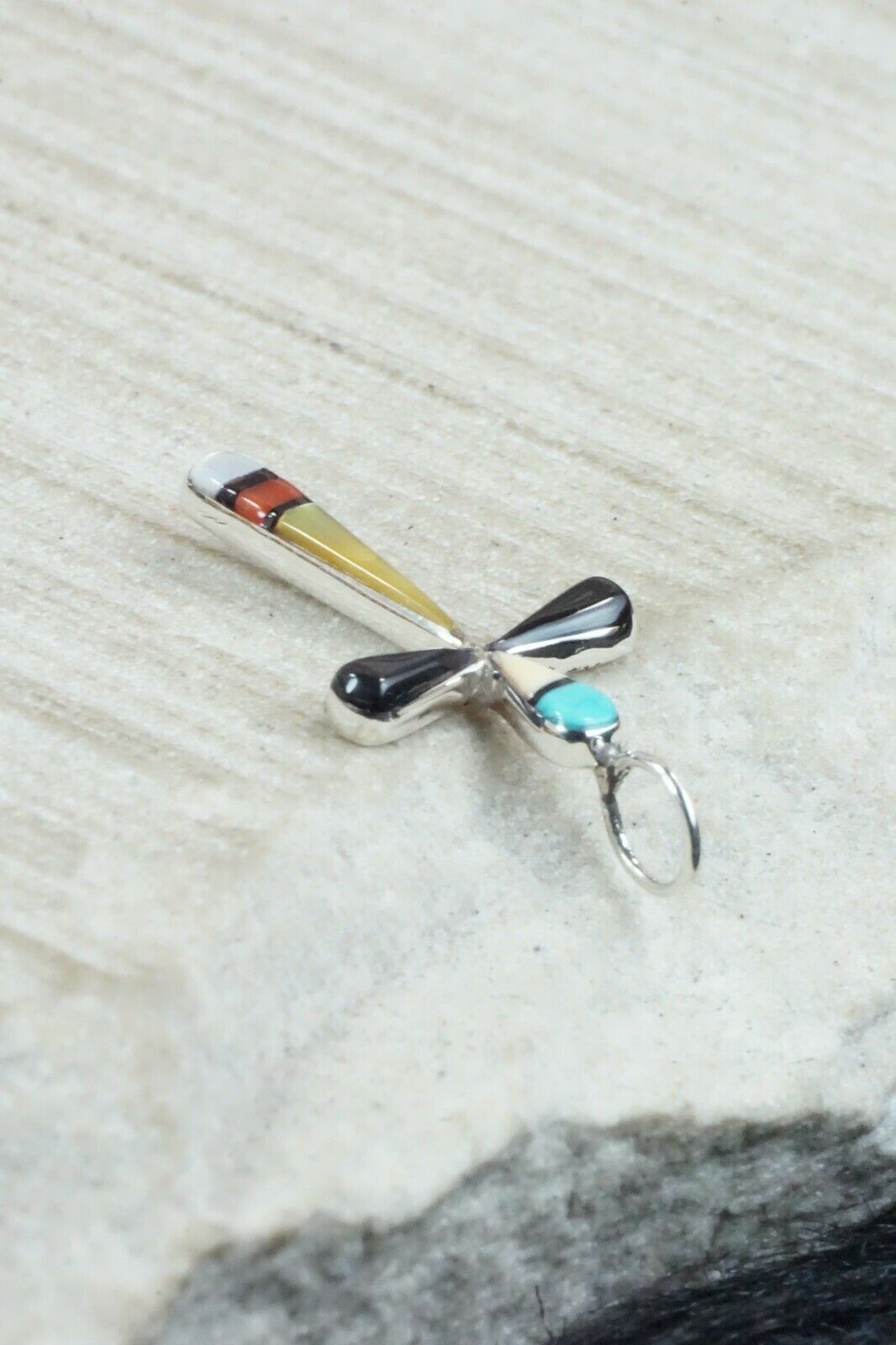 Multi Stone & Sterling Silver Cross Pendant - Lynette Bowannie