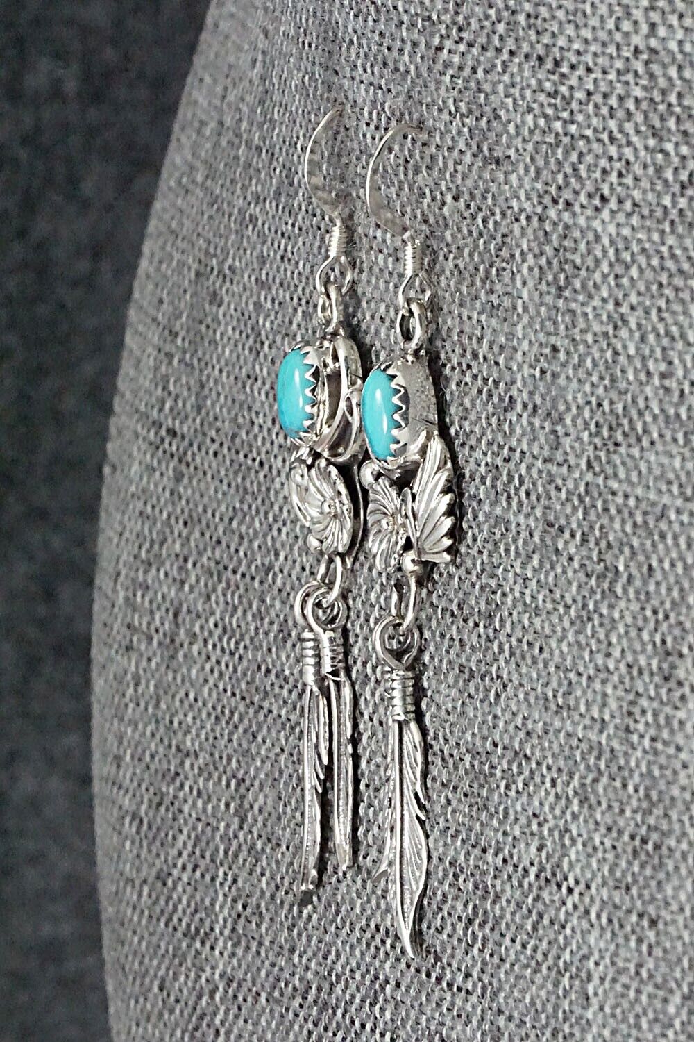 Turquoise & Sterling Silver Earrings - Lee Shorty