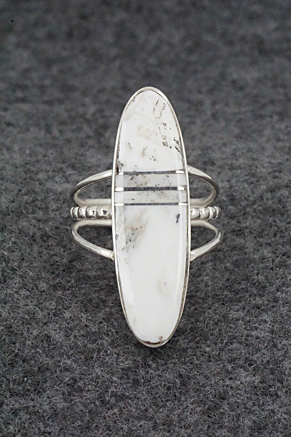 White Buffalo & Sterling Silver Ring - Harold Smith - Size 7.5