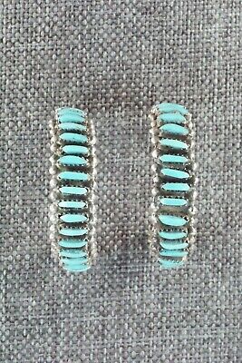 Turquoise & Sterling Silver Earrings - George Peina - High Lonesome Trading