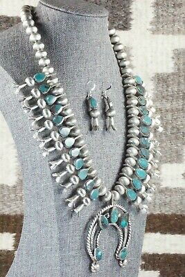 Turquoise & Sterling Silver Squash Blossom Set - Selina Warner - High Lonesome Trading