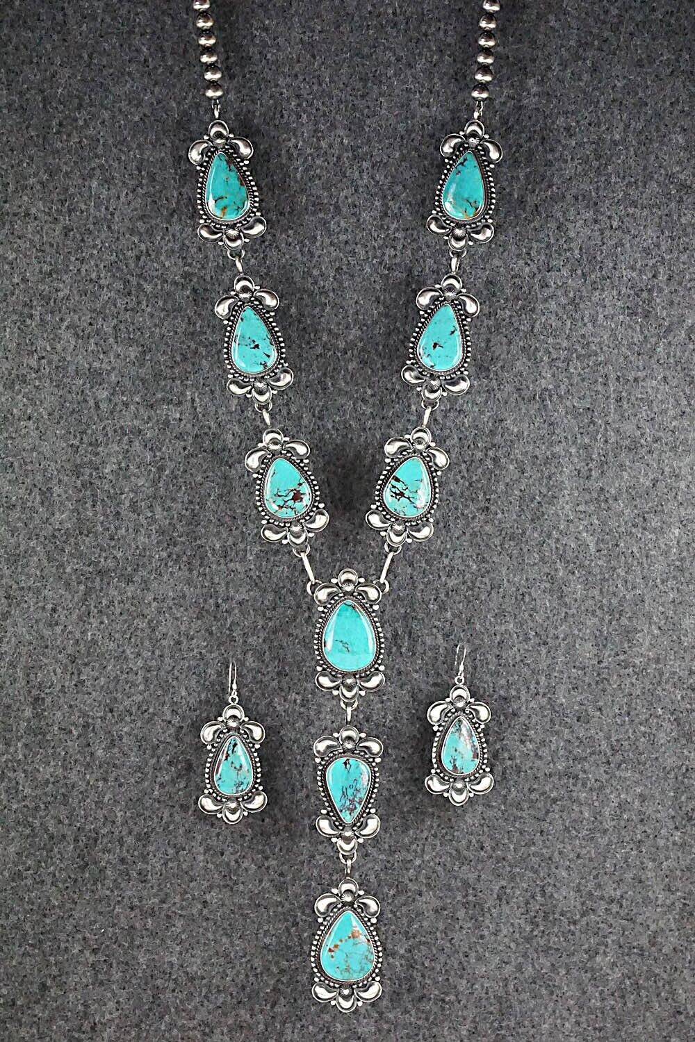 Turquoise & Sterling Silver Necklace and Earrings Set - Derrick Gordon