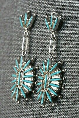 Zuni Turquoise & Sterling Silver Earrings - Colin Lalio - High Lonesome Trading