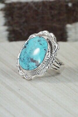 Turquoise and Sterling Silver Ring - Bucky Belin - Size 8.25