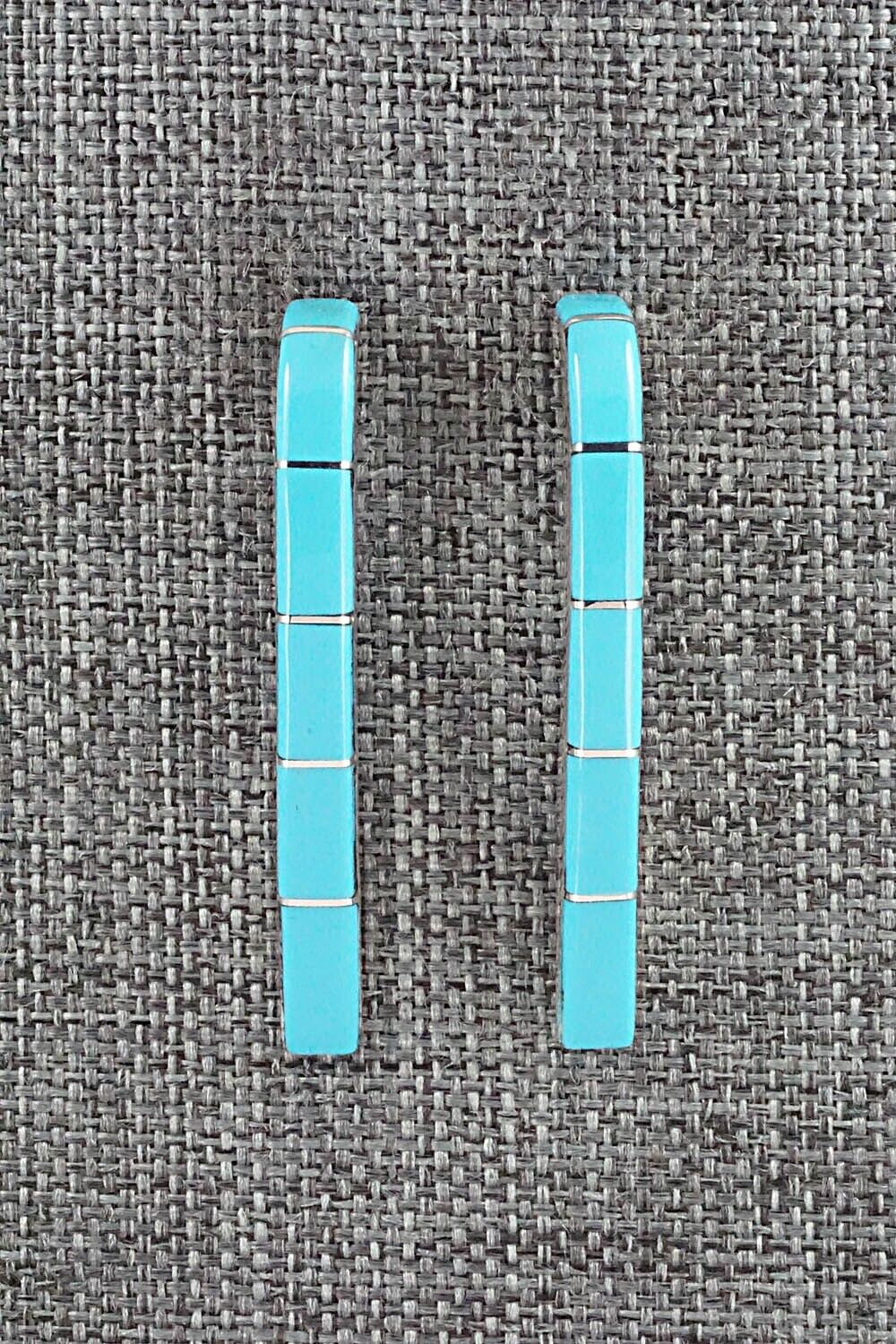 Turquoise & Sterling Silver Inlay Earrings - Verna Kanesta