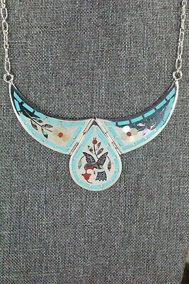 Inlay Turquoise, Abalone & Sterling Silver Necklace - Derrick Edaakie