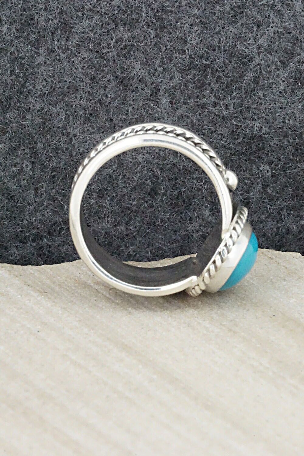 Turquoise & Sterling Silver Ring - Thomas Yazzie - Size 8.75