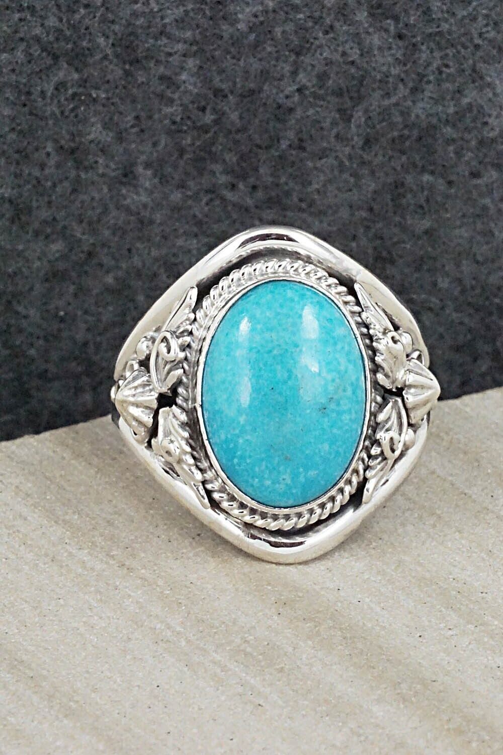 Turquoise & Sterling Silver Ring - Leonard Spencer - Size 13