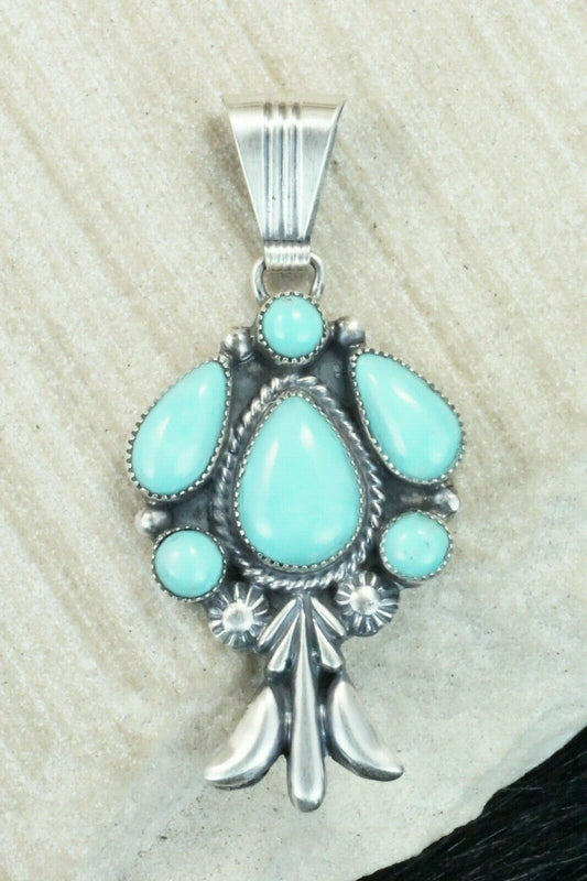 Turquoise and Sterling Silver Pendant - Bobby Platero