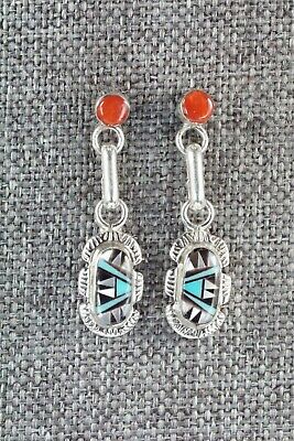 Multi Stone Inlay & Sterling Silver Earrings - Ernest Leekela