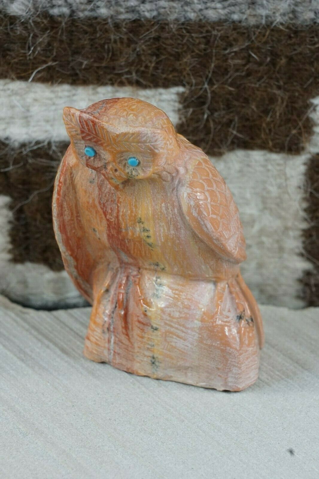 Owl Zuni Fetish Carving - Derrick Kaamasee - High Lonesome Trading