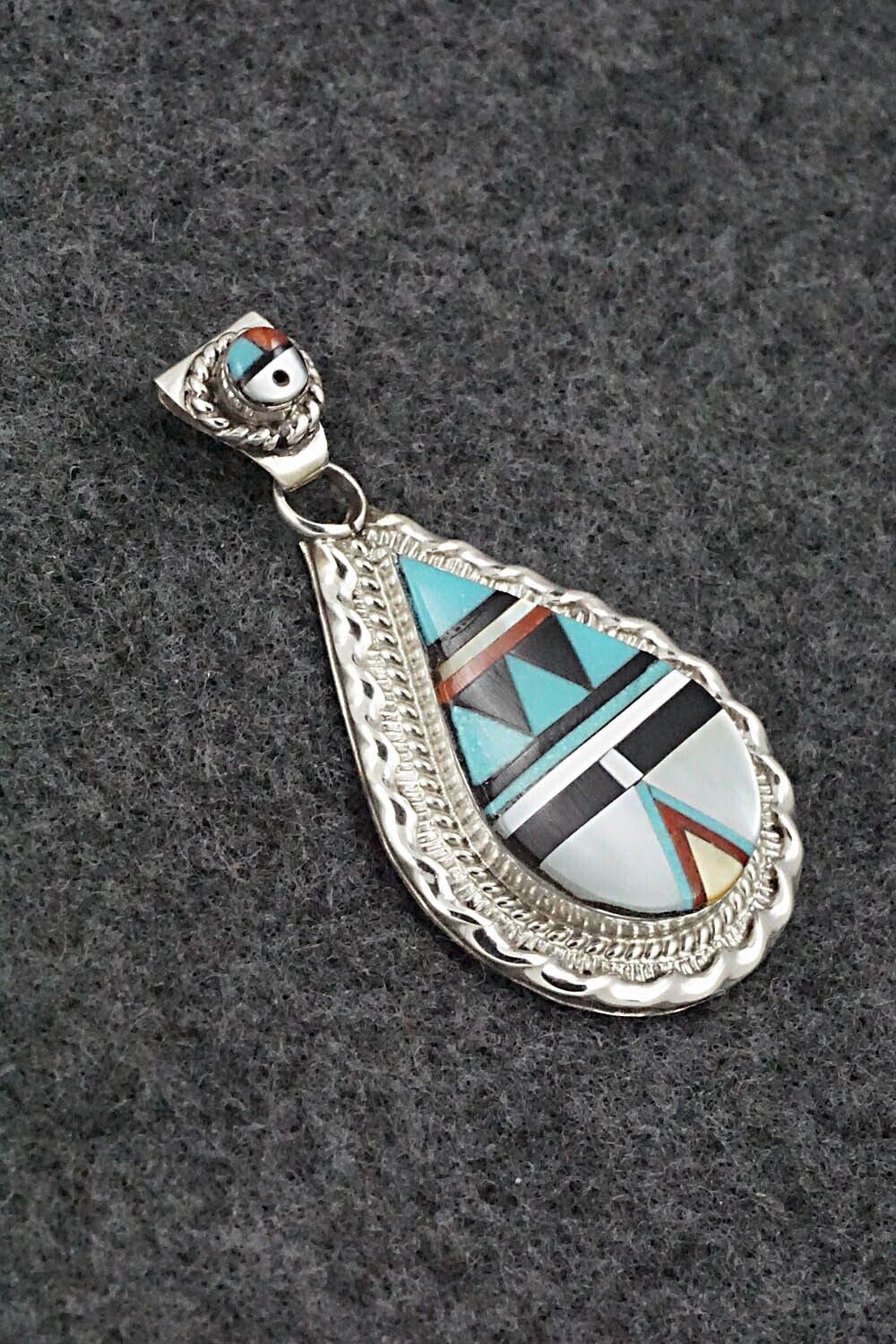 Multi Stone & Sterling Silver Pendant - Lynette Yuselew