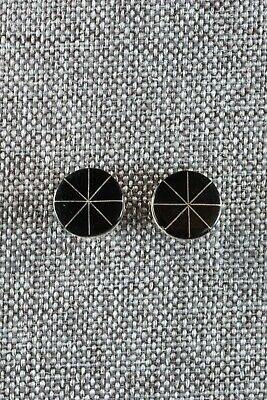 Zuni Jet & Sterling Silver Earrings - Johnson Laweka - High Lonesome Trading
