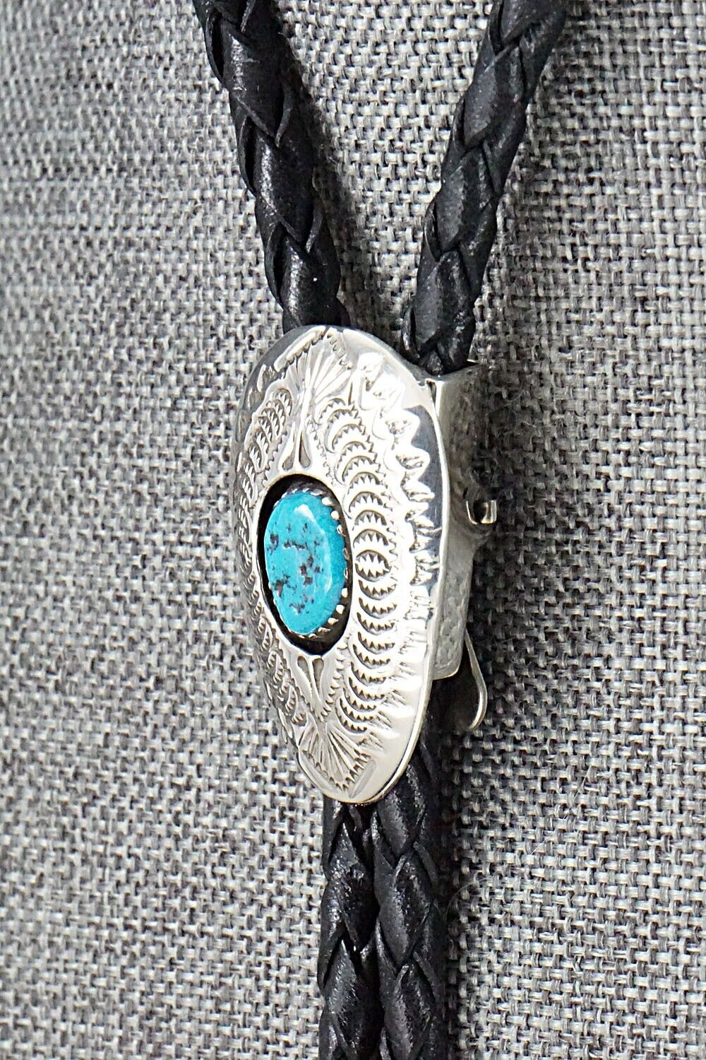 Turquoise & Sterling Silver Bolo Tie - Shirley Skeets