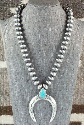 Turquoise & Sterling Silver Squash Blossom Necklace - Jan Mariano