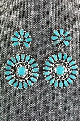 Navajo Turquoise and Sterling Silver Earrings - Zeita Begay