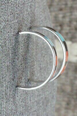 Multi Stone Inlay & Sterling Silver Hoop Earrings - Robin Chavez - High Lonesome Trading