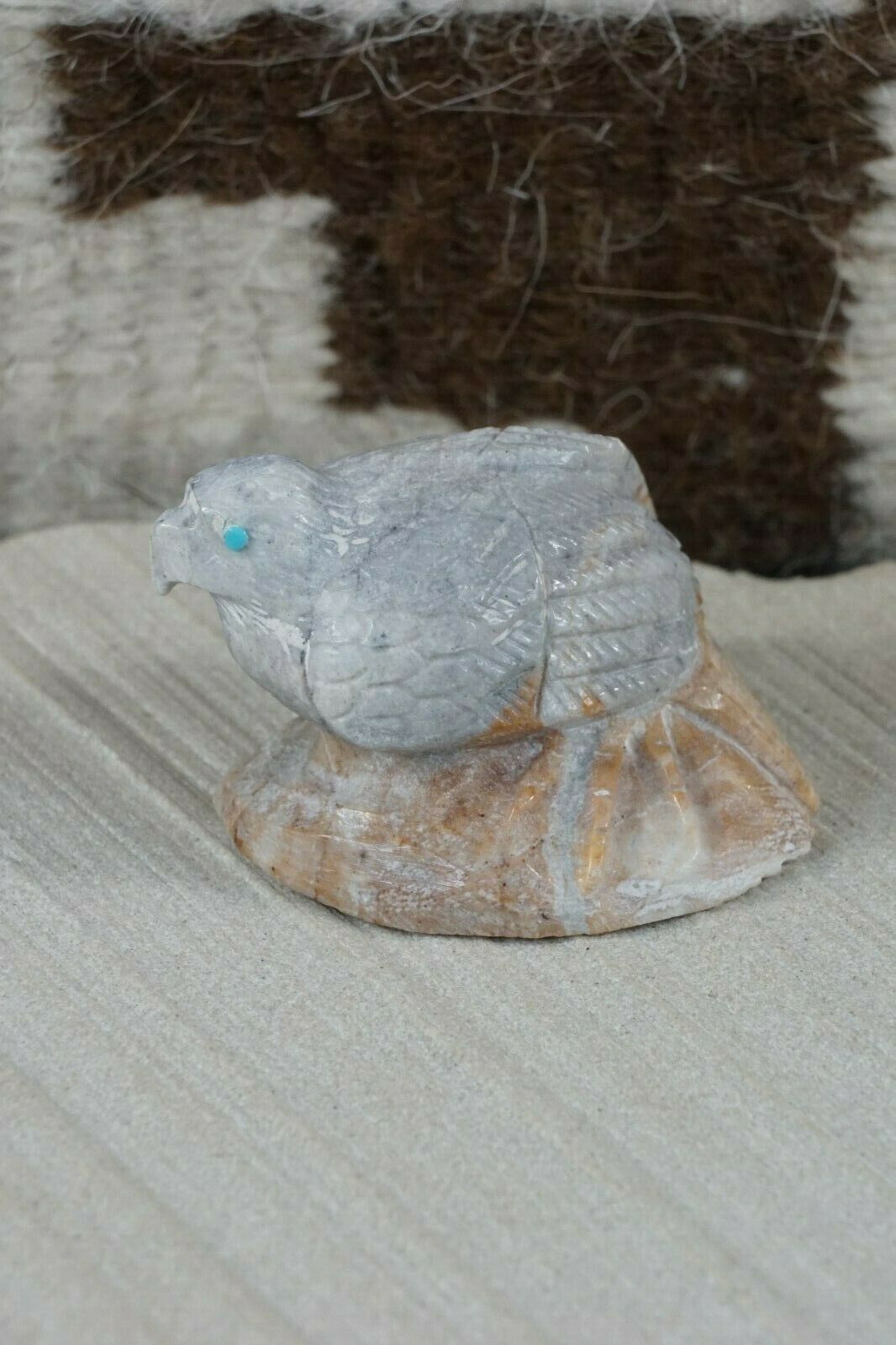 Eagle Zuni Fetish Carving - Derrick Kaamasee - High Lonesome Trading