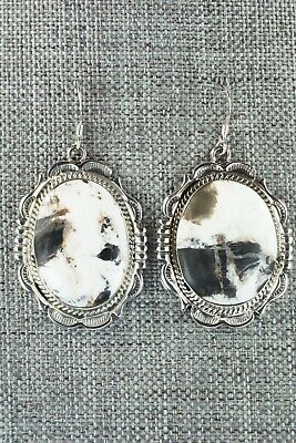 White Buffalo & Sterling Silver Earrings - Irvin Tsosie