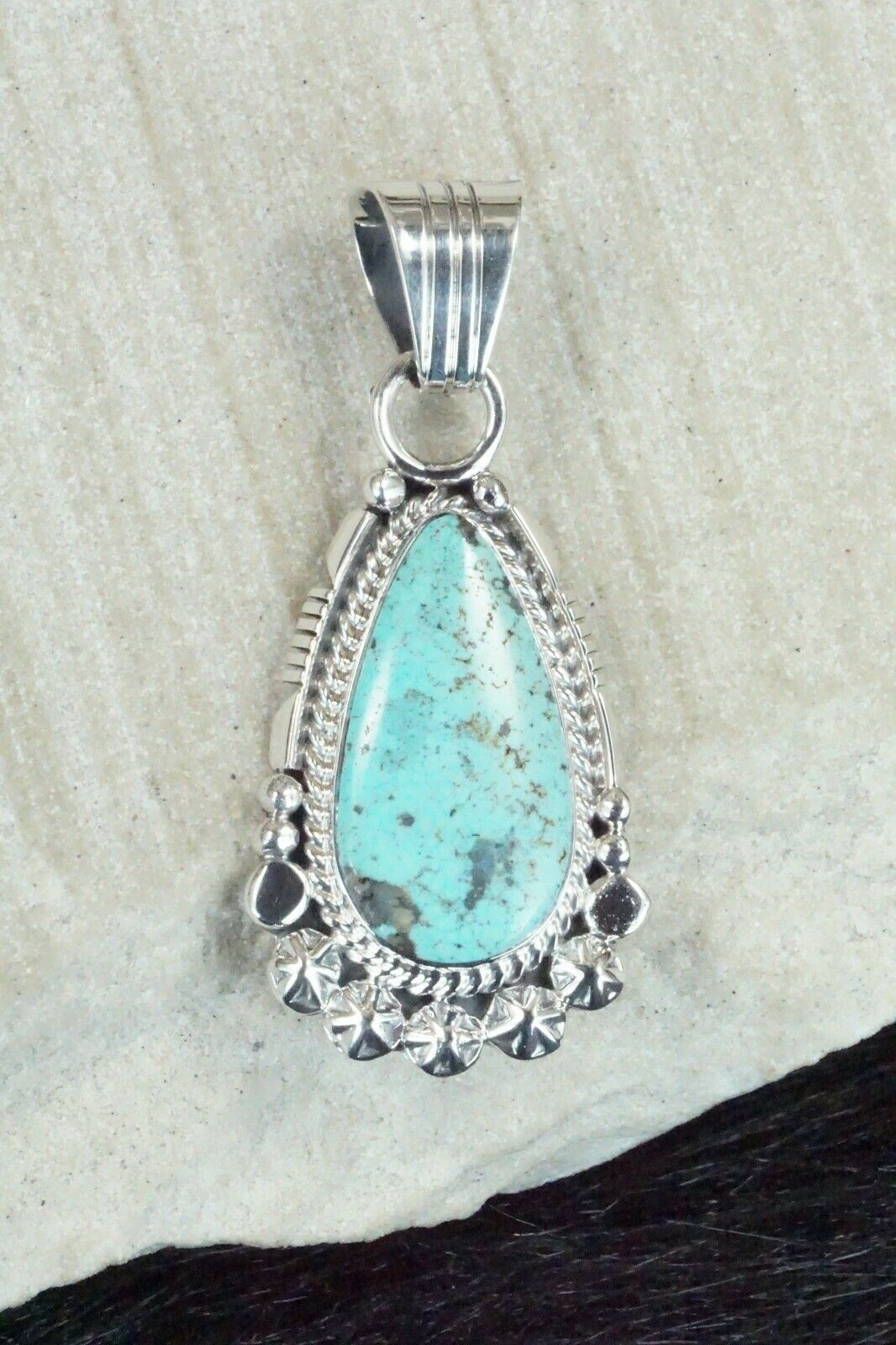 Turquoise and Sterling Silver Pendant - Bobby Platero - High Lonesome Trading