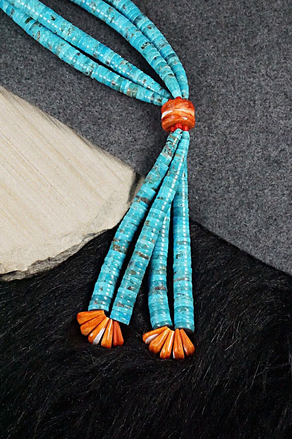Turquoise & Spiny Oyster Necklace - Lupe Lovato