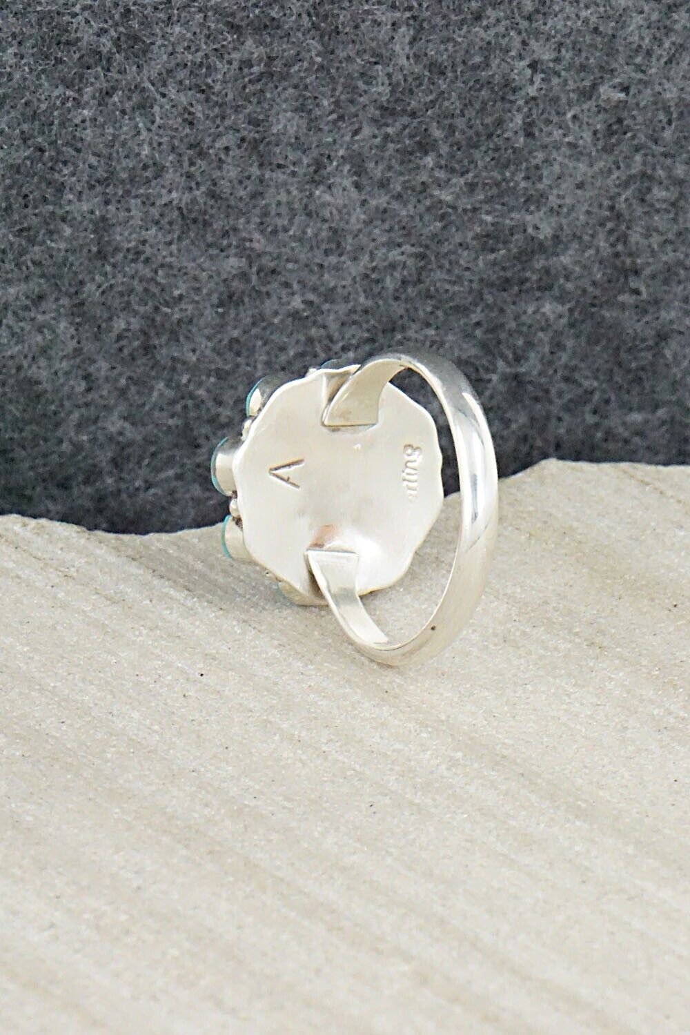 Turquoise & Sterling Silver Ring - Arlo Kanteena - Size 7.75
