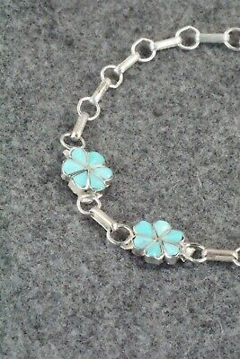 Turquoise & Sterling Silver Link Bracelet - Joylee Martinez