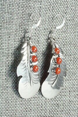 Coral and Sterling Silver Earrings - Genevieve Francisco