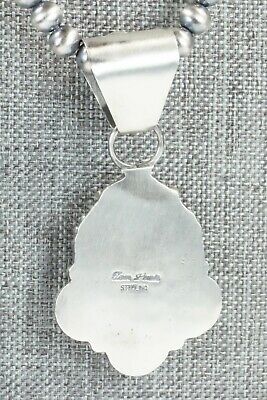 Turquoise, Coral Pendant & Sterling Silver Necklace - Tom Lewis