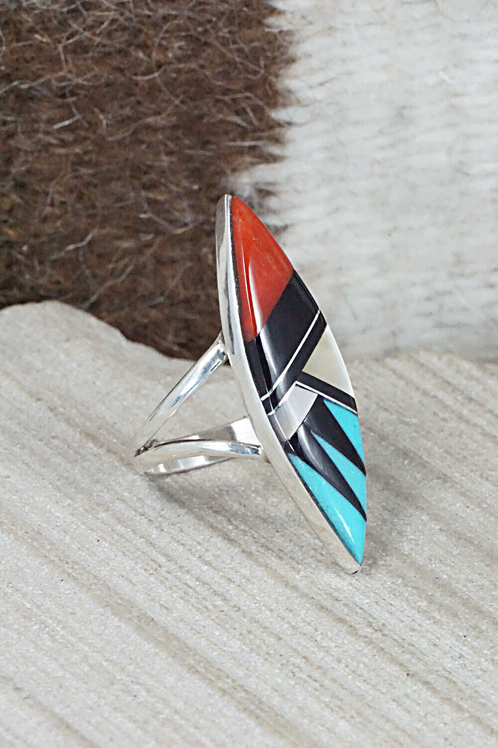 Multi Stone & Sterling Silver Ring - Cleo Kallestewa - Size 7