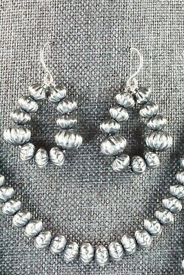 Sterling Silver Navajo Pearl Necklace & Earrings - Tonisha Haley - High Lonesome Trading