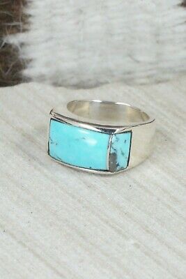 Turquoise & Sterling Silver Ring - Leslie & Gladys Lamy - Size 7