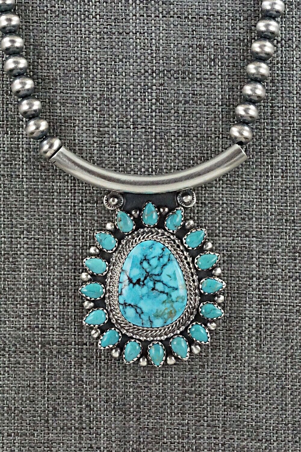 Turquoise & Sterling Silver Necklace - Tom Lewis