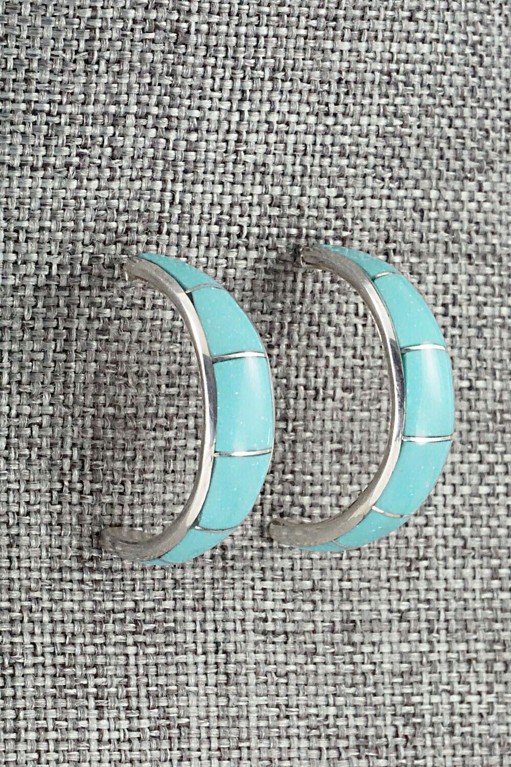 Turquoise & Sterling Silver Earrings - Philbert Chavez