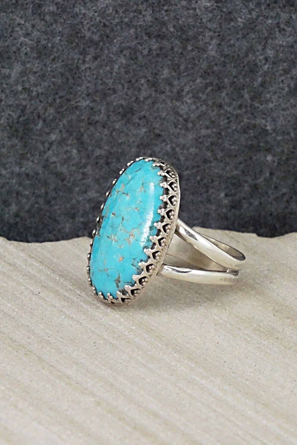 Turquoise & Sterling Silver Ring - Matilda Chattin - Size 7.5