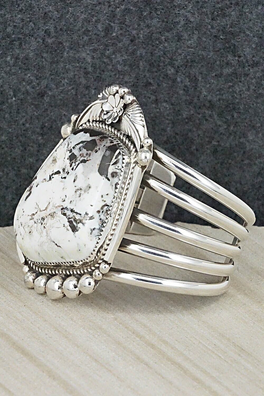 White Buffalo & Sterling Silver Bracelet - Ray Nez