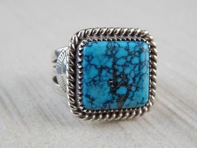 Navajo Sterling Silver & Turquoise Ring - Lee Greyboots - High Lonesome Trading