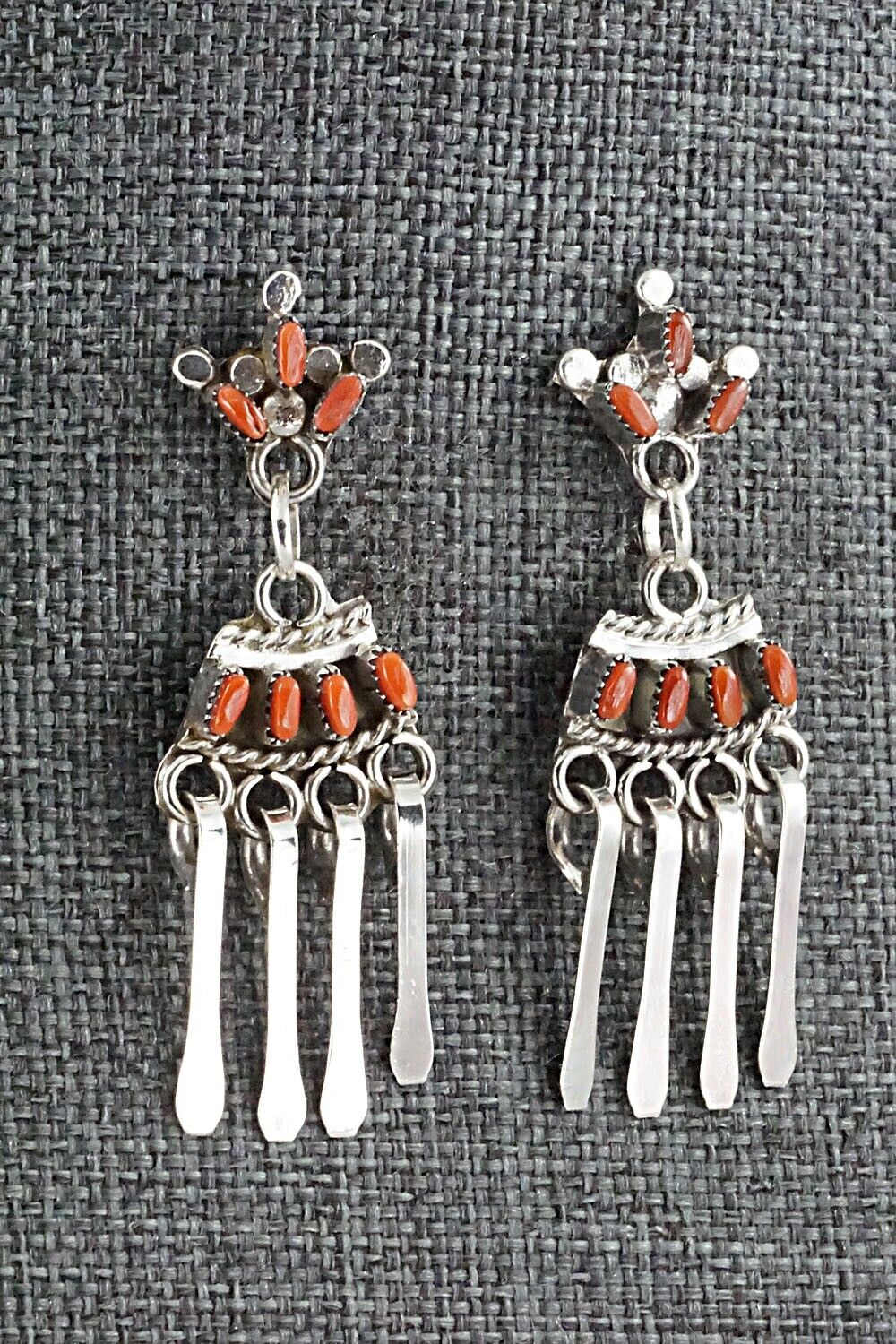 Coral & Sterling Silver Earrings - Rosa Fambrough