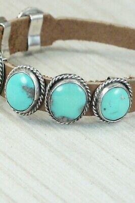 7 Stone Turquoise, Sterling Silver and Leather Bracelet - Danny Martinez - High Lonesome Trading