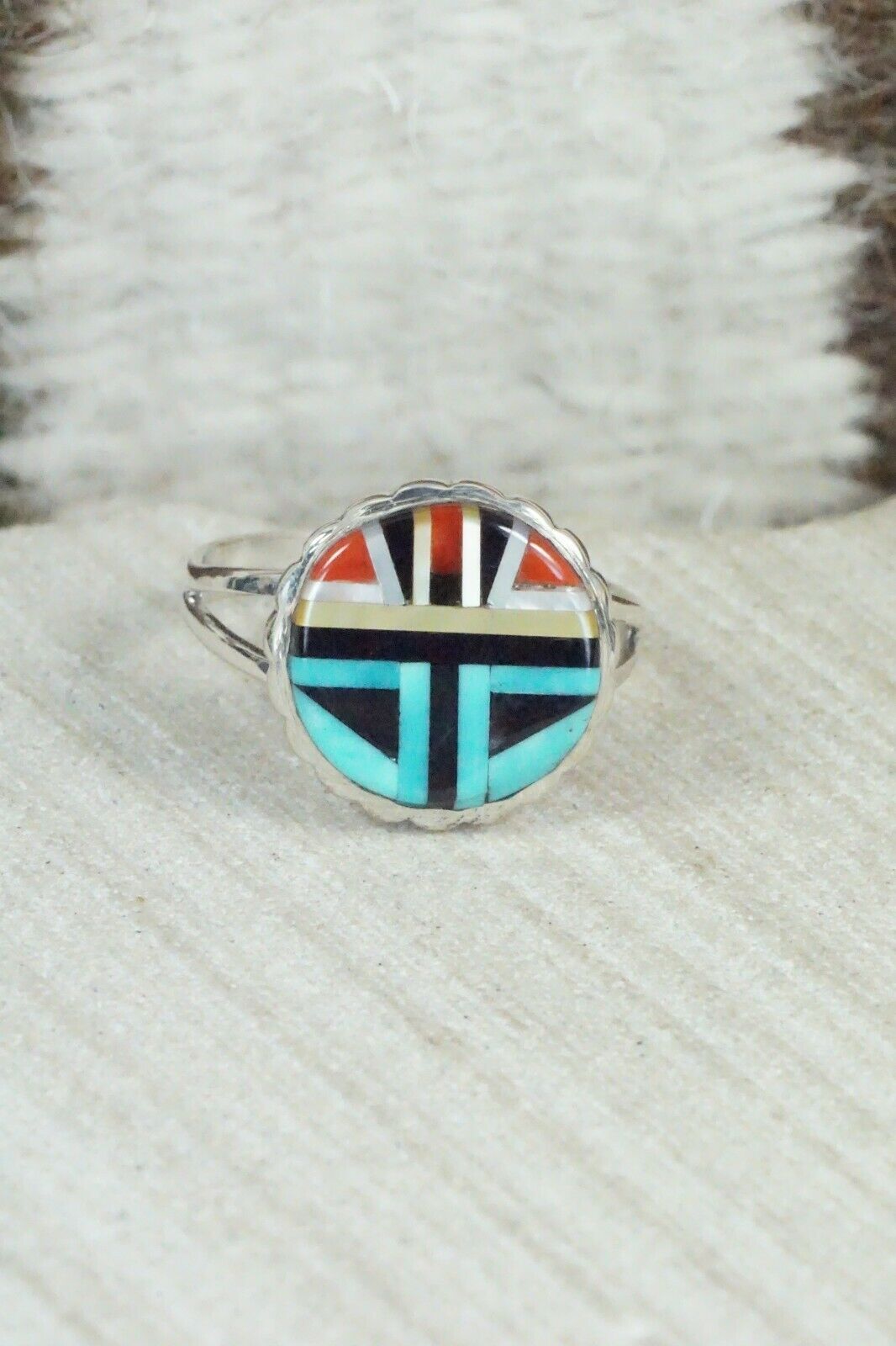 Multi Stone & Sterling Silver Ring - Ruddell Lonjose - Size 7.75